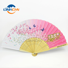 personalized pink cartoon folding bamboo hand fan for gift